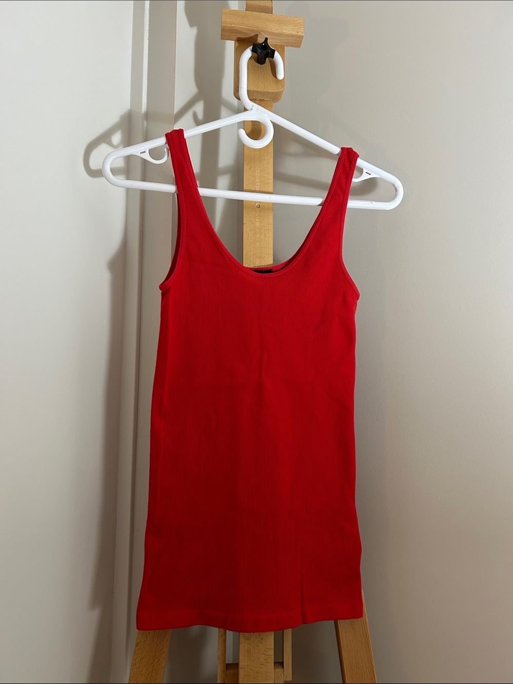 Guess by Marciano Red Ribbed Scoop Tank - Medium / Large